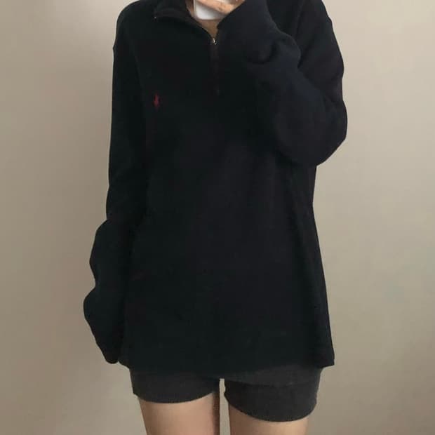 폴로 랄프로렌 블랙 반집업 니트