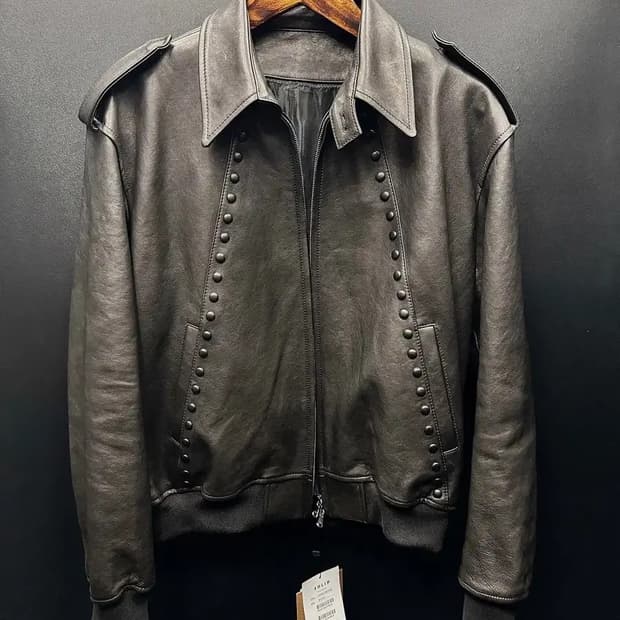 (구매)스테판쿡 솔리드옴므 콜라보 레더 블루종