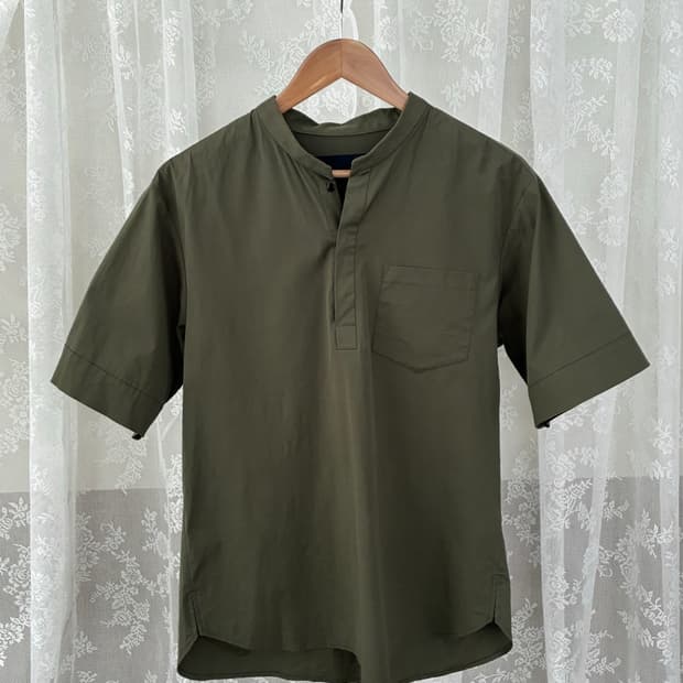 46) 준지 Juun.J 17ss 헨리넥 반팔 셔츠 카키