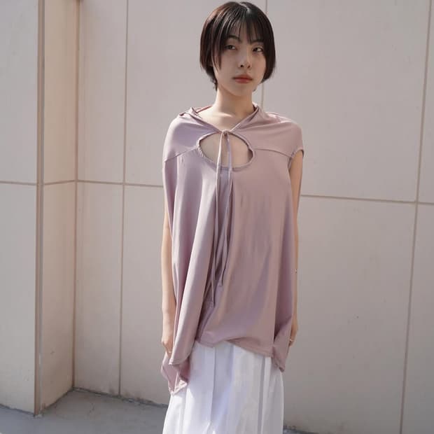 포코포스카 oval cowl neck top (thistle)