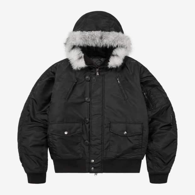 아캄 Hooded Fur MA-1 Jacket (Black)