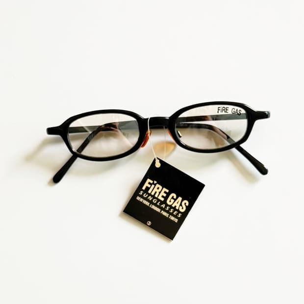 90s FIRE GAS 블랙 오벌 뿔테 프레임 빈티지 안경