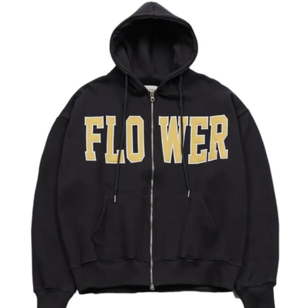 HAVISM FLOWER ZIP UP HOOD(CHARCOAL)