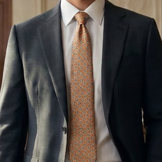 키미지마 실크 오렌지 패턴 넥타이 8.8cm A+등급 K2432