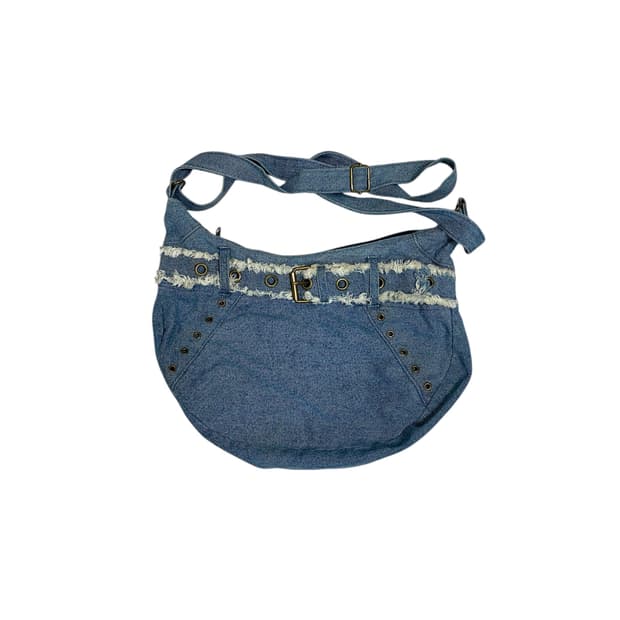 데님 퍼 벨트 아일렛 크로스백