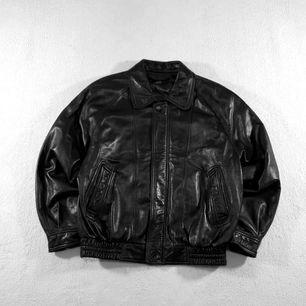 입생로랑 자수로고 양가죽 라이더 자켓
