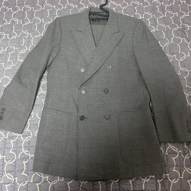 크리스챤 디올 울 그레이 더블 브레스트 셋업