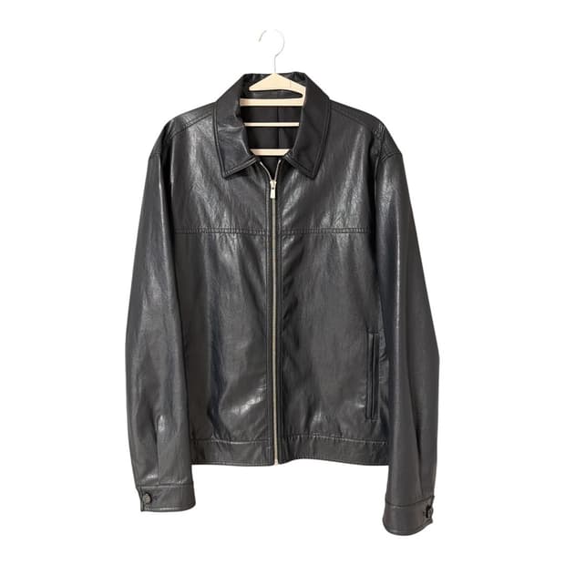 클럽모나코 가죽 봄버 자켓 네이비