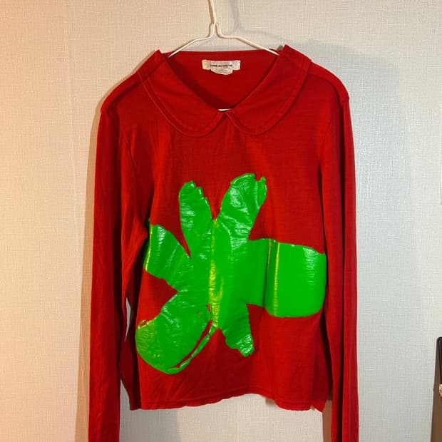 꼼데 가르송 다자이너 2d 라인 토마토 슬리브 