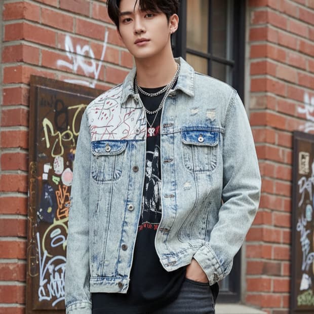 장 미셸 바스키아 자라 데님 자켓 청자켓 M