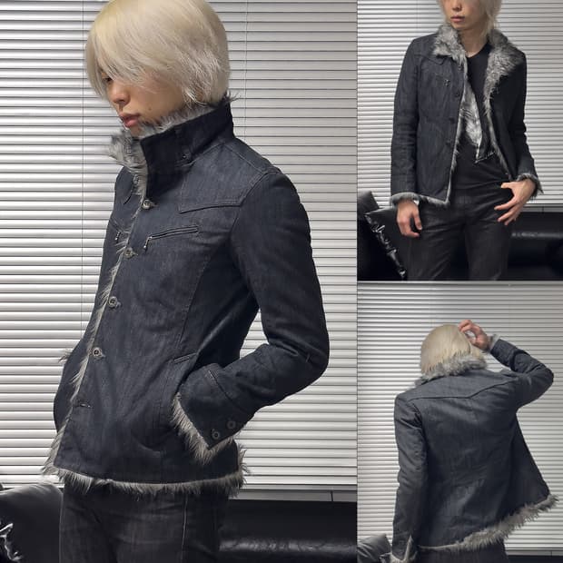 {Hideaways} Faux Fur-Trim Denim Jacket