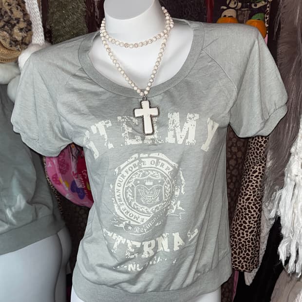 y2k 멜란지 민트 퍼프탑