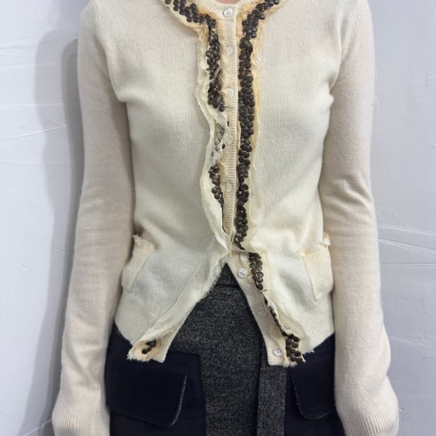 dkny stud wool cardigan