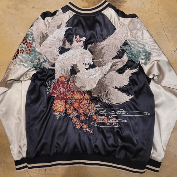 오니 데님 구미호 리버시블 스카쟌 용 져지 자켓 호시히메 XL XXL