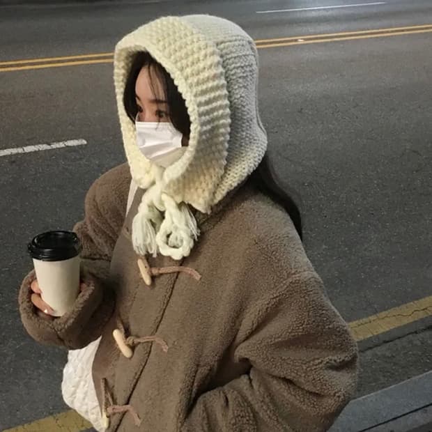 플리스 떡볶이 코트 베이지