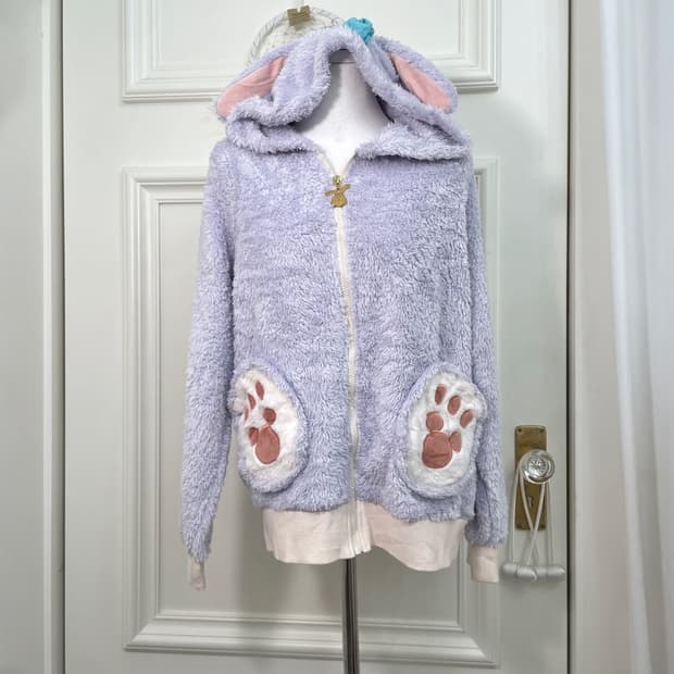 DISNEY purple cute rabbit hoodie fur jum