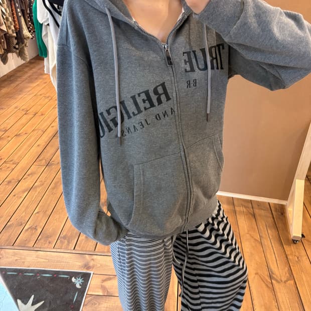 트루릴리젼 로고 후드집업