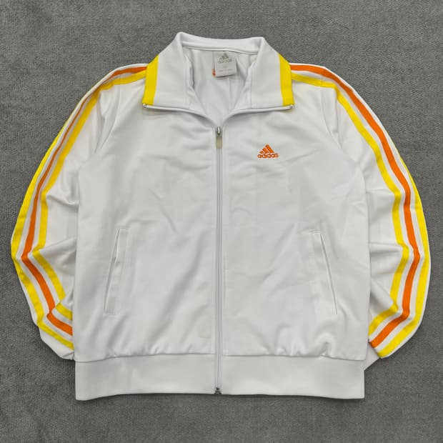 95 아디다스 화이트 배색 져지 트랙탑
