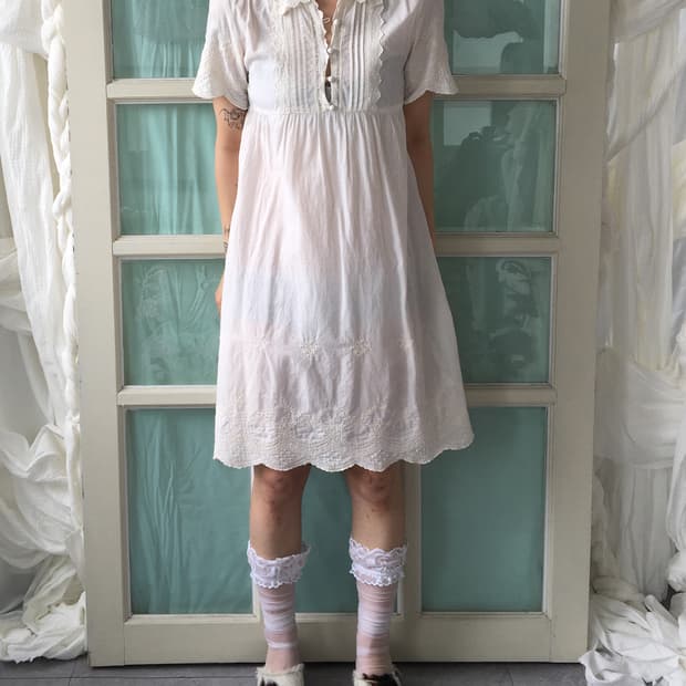 Ornament point shirt onepiece