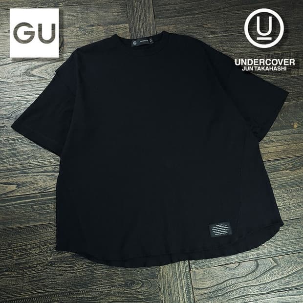 [GU X 언더커버] 오버사이즈 와플 반팔티 블랙 M21185