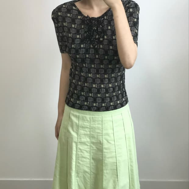빈티지 프릴 플리츠 탑