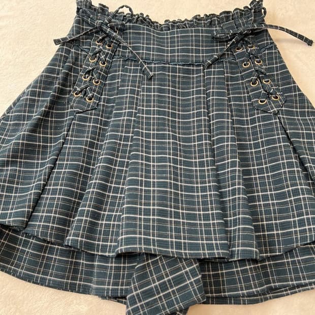 axesfemme 엑시즈팜 체크 프릴 큐롯 스커트 갸루 핀터 모리 빈티지