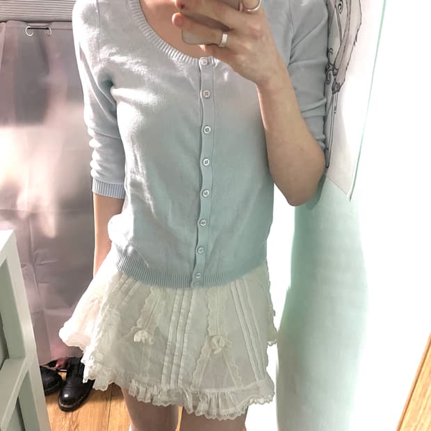 베네통 U넥 7부 가디건