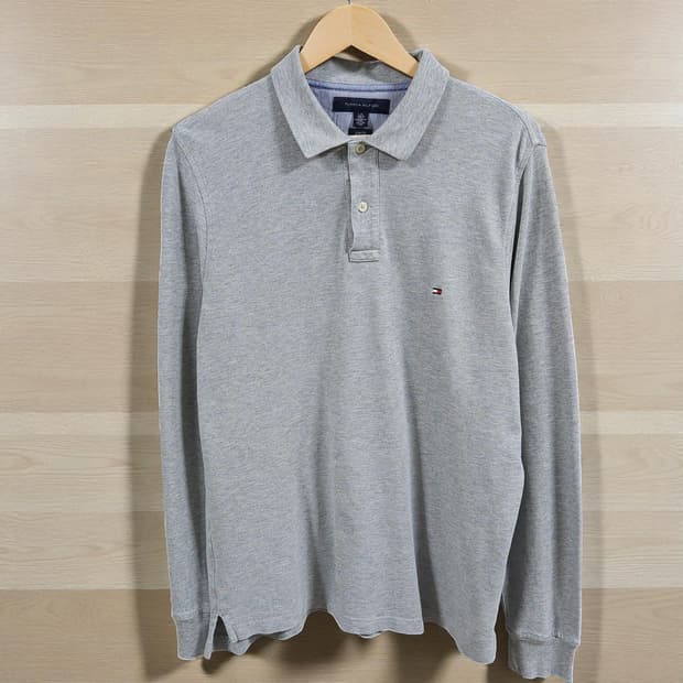  105)TOMMY 타미 힐피거 긴팔 카라티 그레이