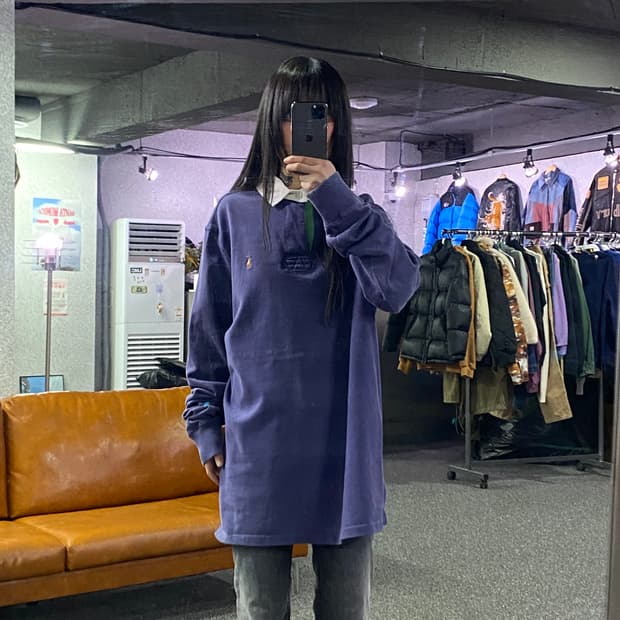 폴로랄프로렌 포니로고 바이올렛 럭비티셔츠 B3993