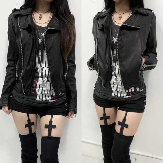 락시크 펑크 양가죽 레더자켓