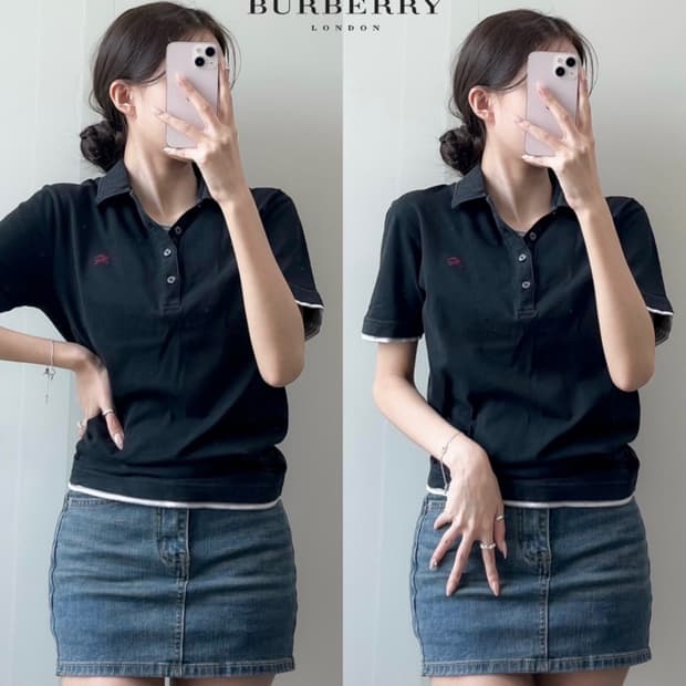 버버리 반팔 카라티 