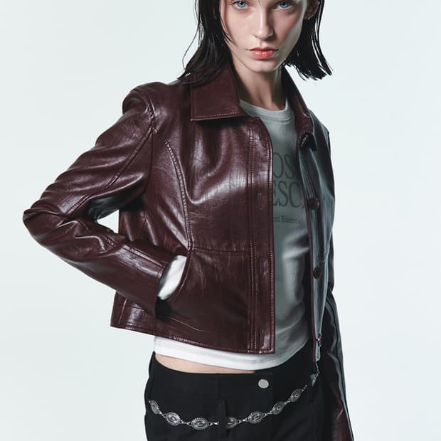 커렌트 CROP LEATHER JACKET [BRICK]