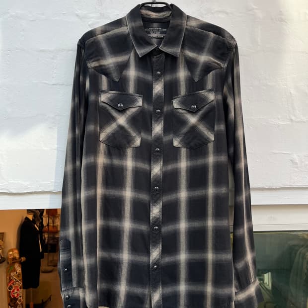 All saints Japanese Cloth 체크패턴 남방 XS