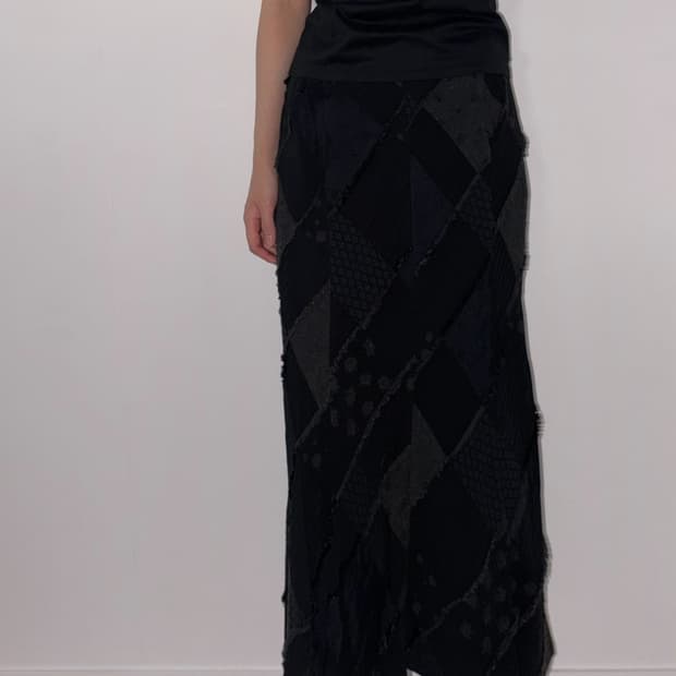 Raw patch skirt