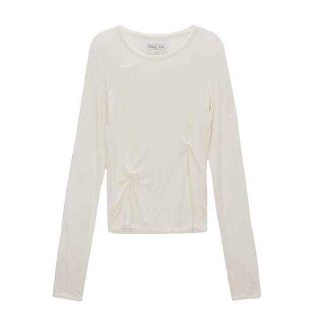 (W)마뗑킴 핀치드 슬림 탑 아이보리