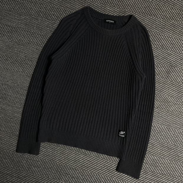 나인제트 케이블 헤비코튼 크루넥 머슬 니트y 5185