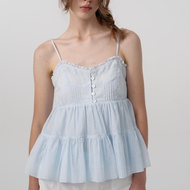 더바넷 Oa Frill Sleeveless Top_Light Blue