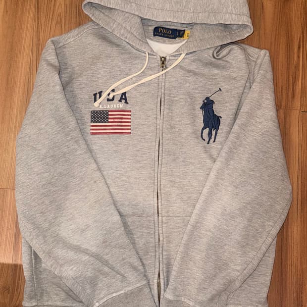 폴로 랄프로렌 빅포니 성조기 후드집업 L