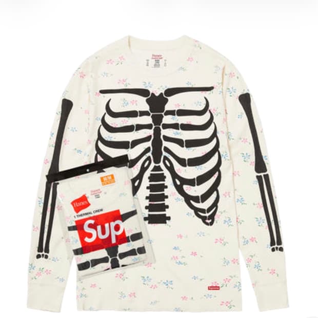 슈프림 헤인즈 본즈 써멀 크루 플로럴 - 25FW