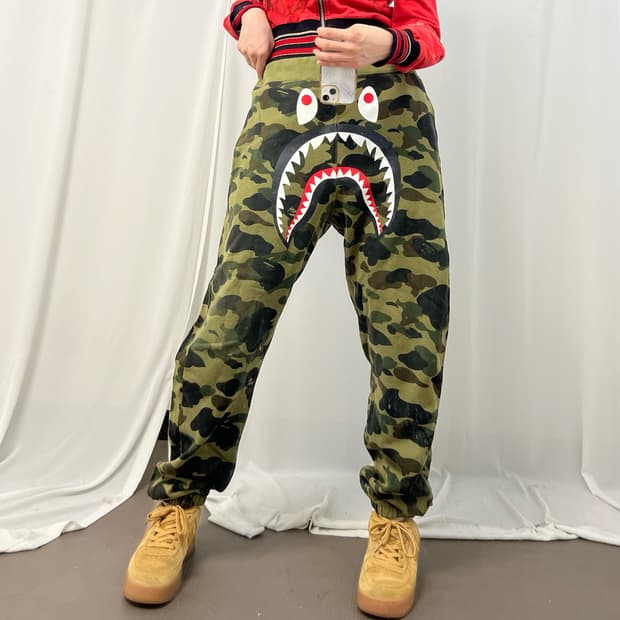 Bape green camo jogger sweatpants 