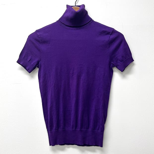 폴로 랄프로렌 코튼 터틀넥 반팔 니트 목폴라 스웨터 바이올렛 여성 M
