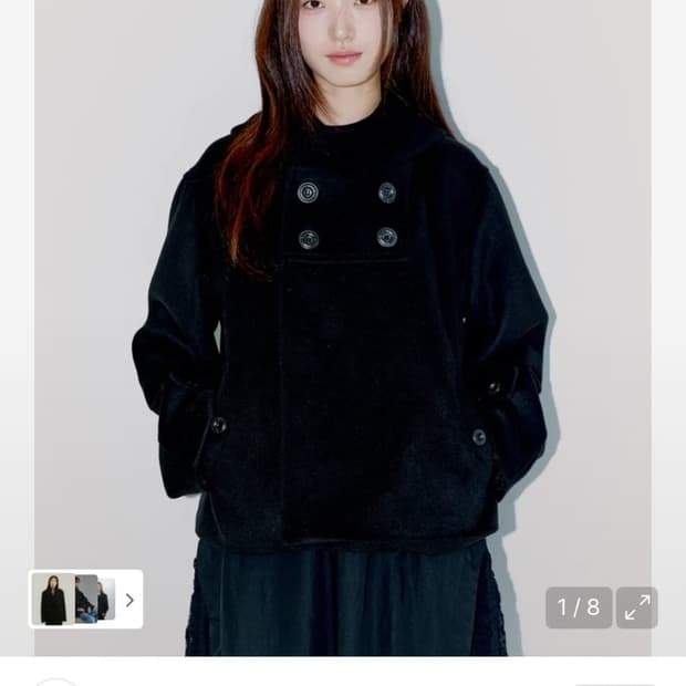 오피쉬 코트 QUAD BUTTON SHORT COAT, BLACK