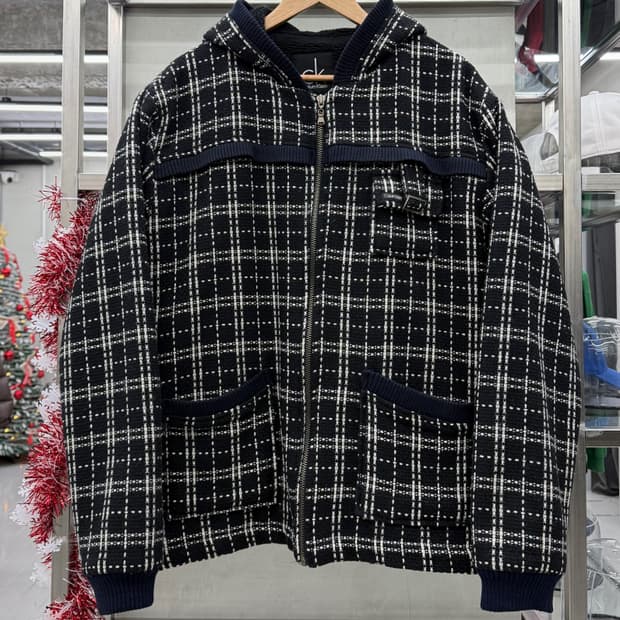 캘빈 클라인 00s 트위드 후드 점퍼