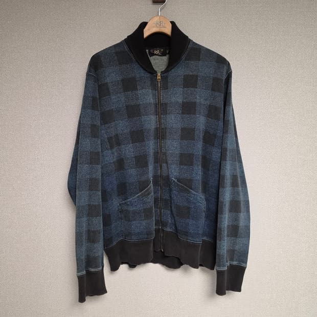 RRL 더블알엘 인디고 체크 니트 자켓XL
