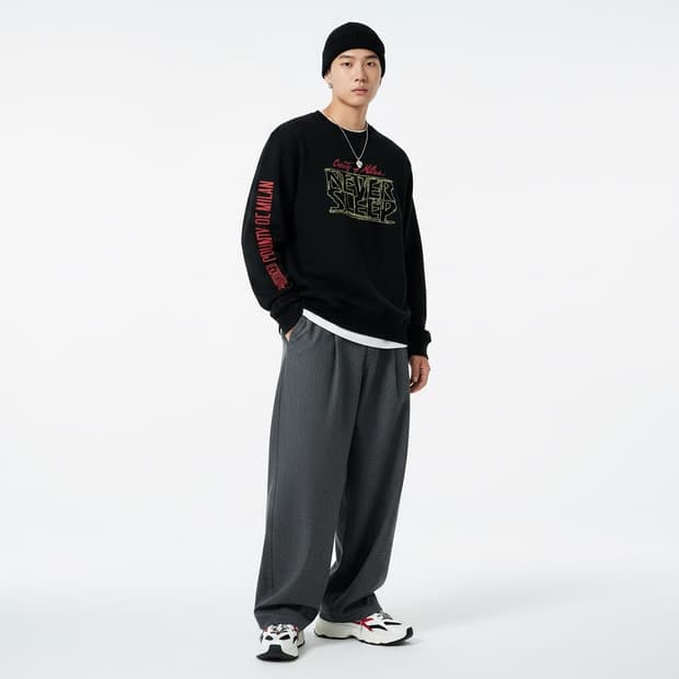 Marcelo Burlon 마르셀로불론 블랙 네버슬립 스웻 L (스트릿)