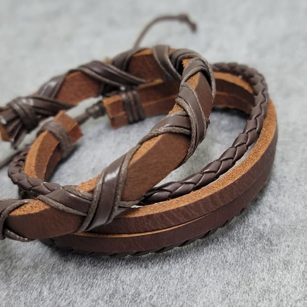 vintage leather bracelet set