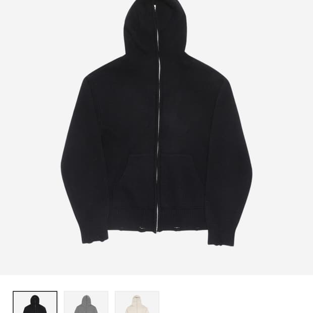 알렌느 Haleine Full Zipup Knit Hoodie Black
