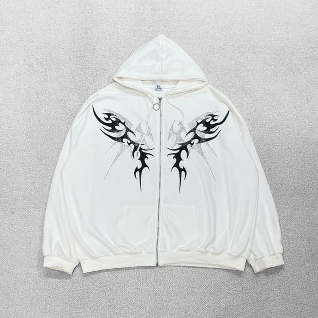 볼칸 Volcan 제패니즈 빈티지 트라이벌 후드집업 화이트