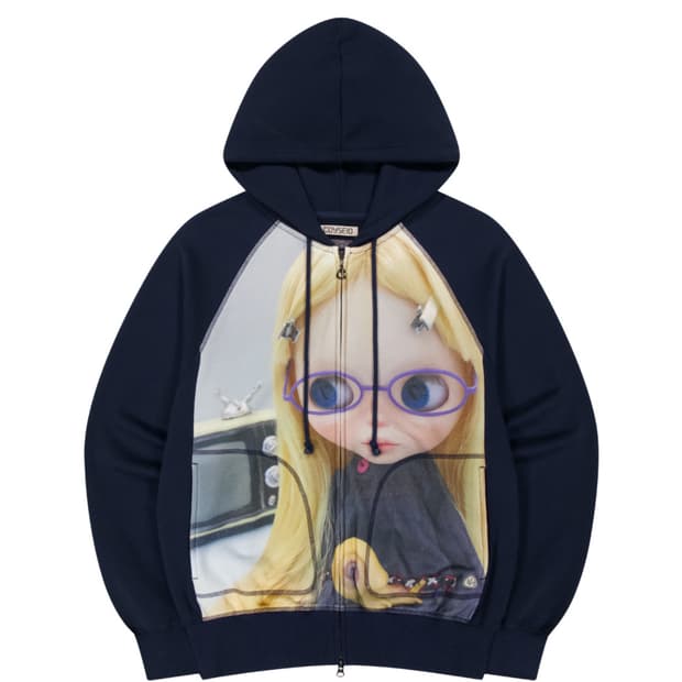 코이세이오 X 브라이스 그래픽 집업 후디 네이비