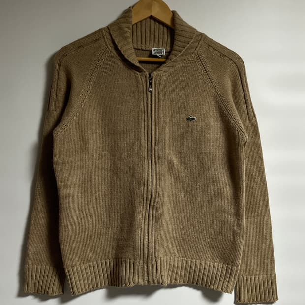 공용 라코스테 모 니트 집업 가디건 스웨터 100